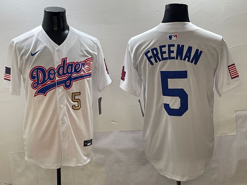 Men Los Angeles Dodgers 5 Freeman White Second generation Joint Name Nike 2025 MLB Jersey style 4